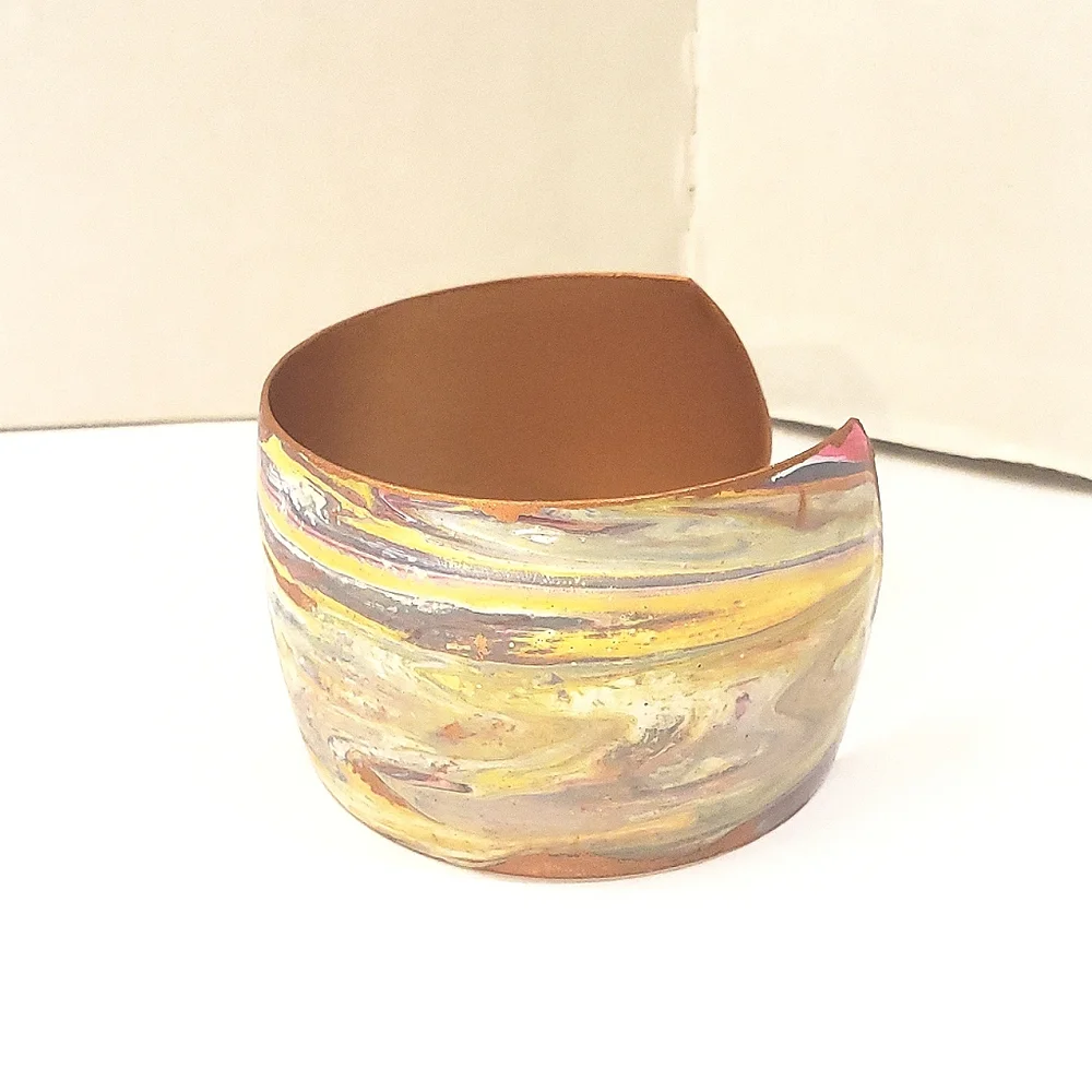 Hand Painted Acrylic Pour Painting Cuff Bracelet